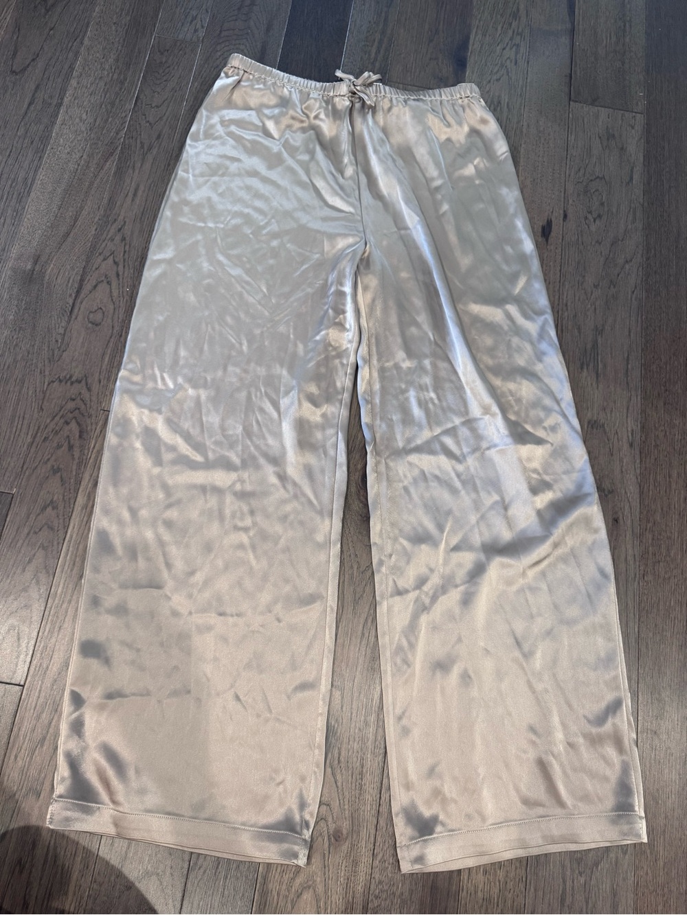 Babaton Aritzia Satin Wide-Leg Damrawstring Pants - nomad Taupe